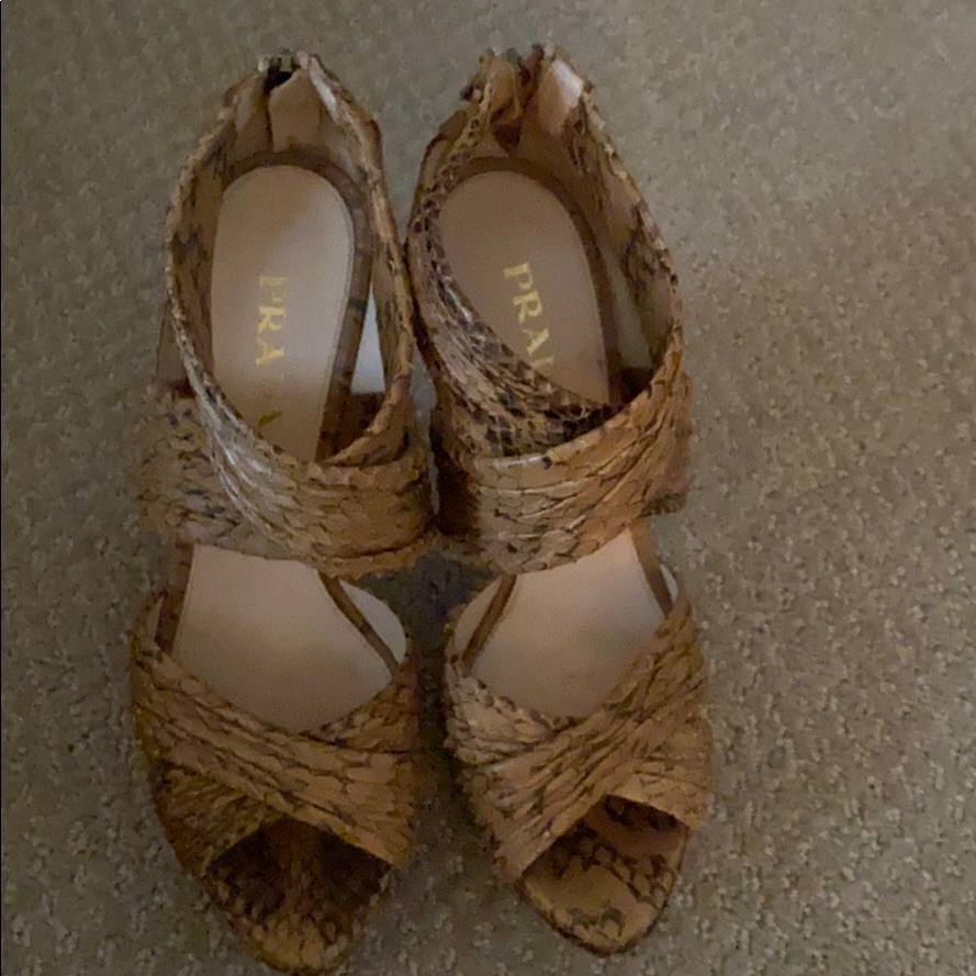 Prada Tan Python Leather Sandals